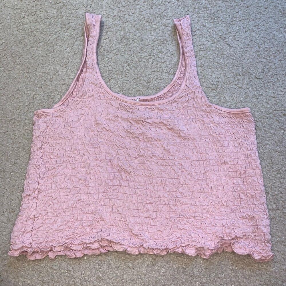 Baby pink smocked crop top